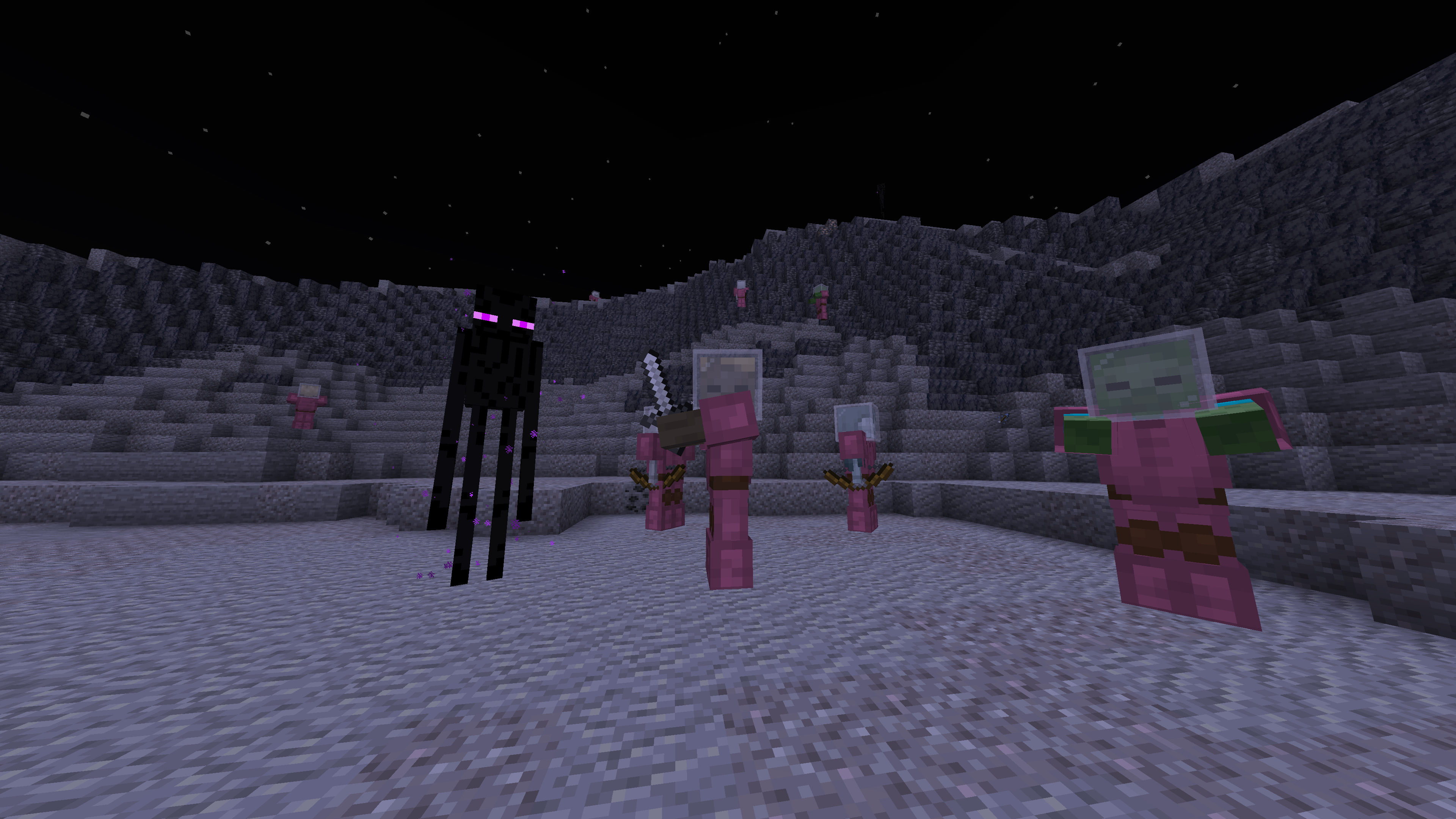 minecraft mobs on the moon wearing armor and glass helmet