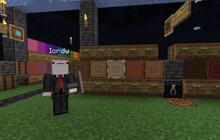 A Minecraft player in his shop