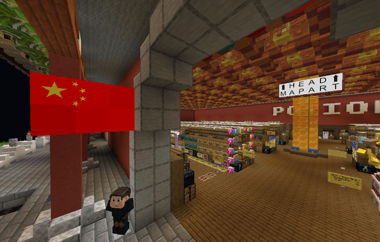 Minecraft shop with a chinese flag